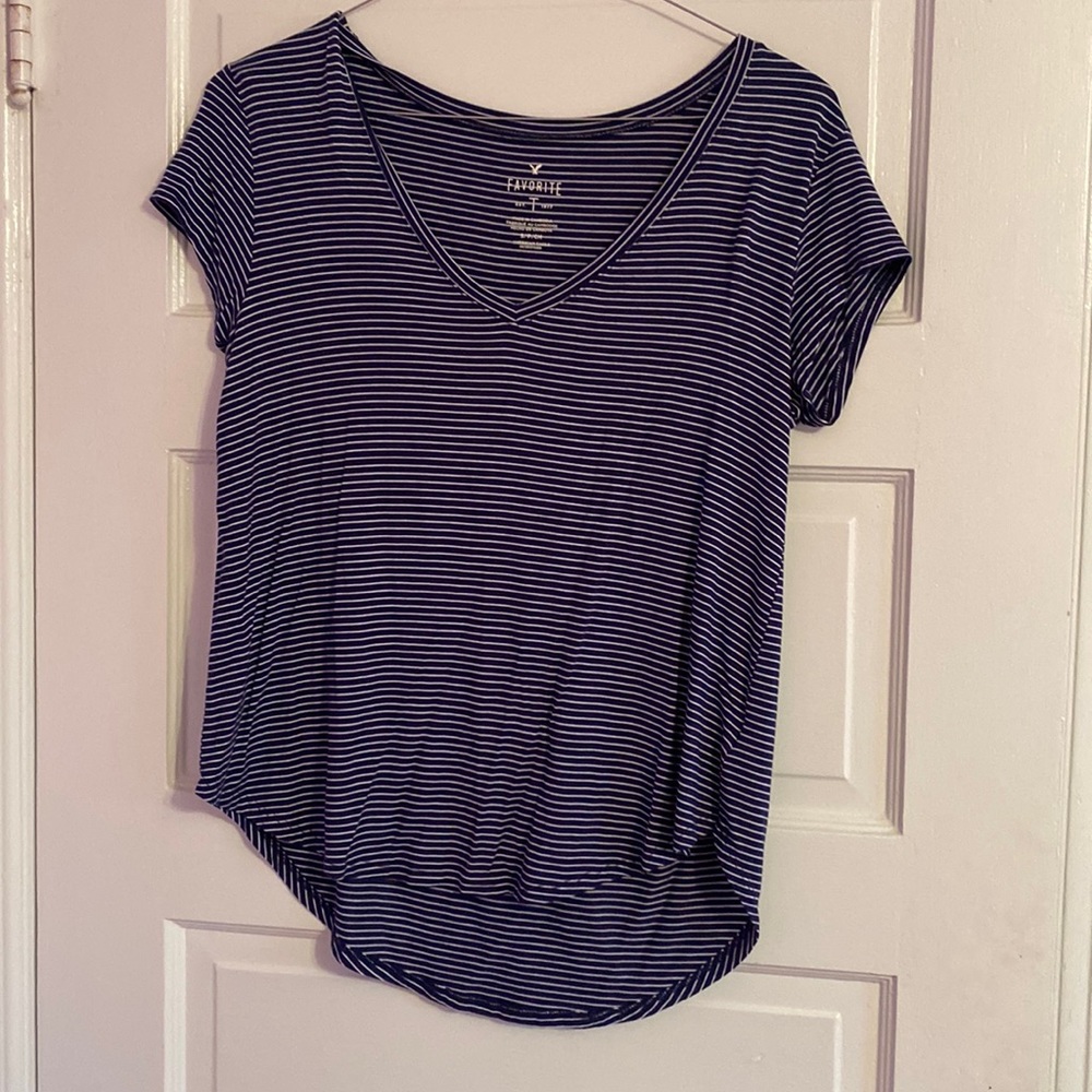 Navy and white stripped shirt